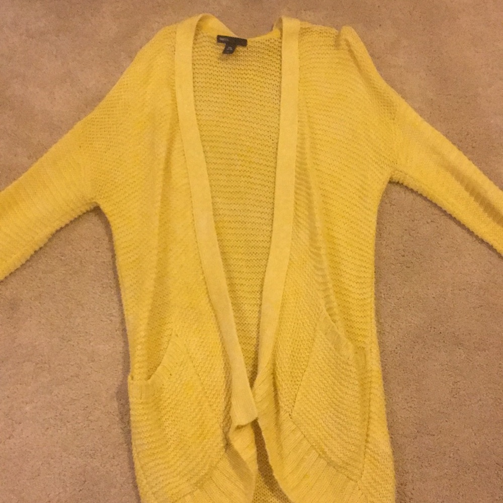 Long Yellow Knit Cardigan